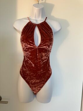 Urban Outfitters Rust Velvet Halter Top